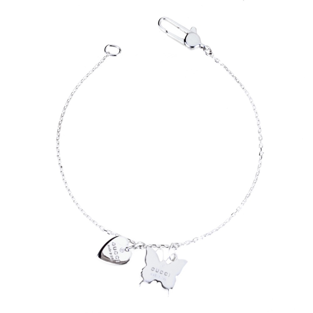 Gucci Heart & Butterfly Silver Logo Charm Bracelet - Picture 2 of 16